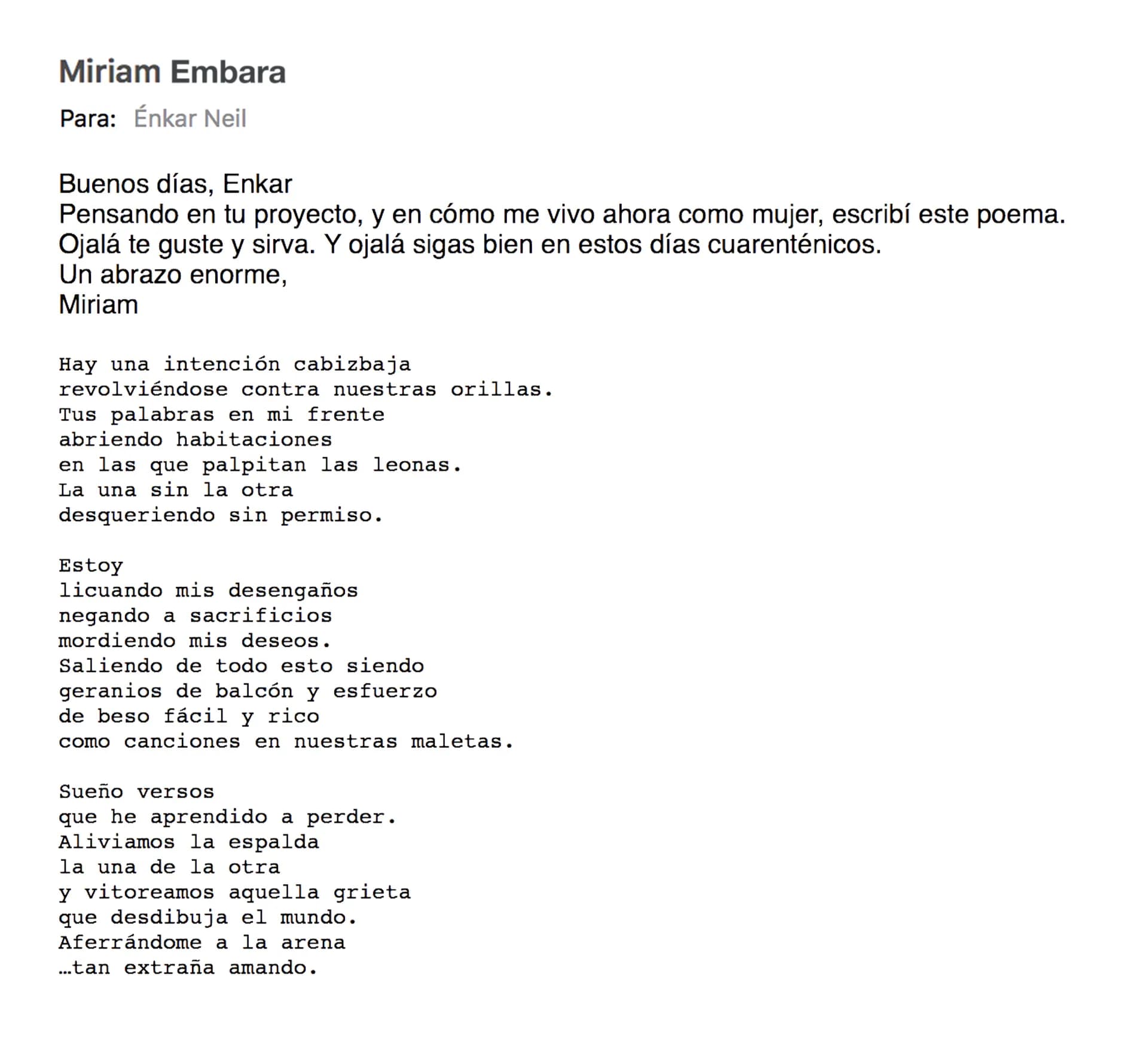 Text by Miriam Embara 1